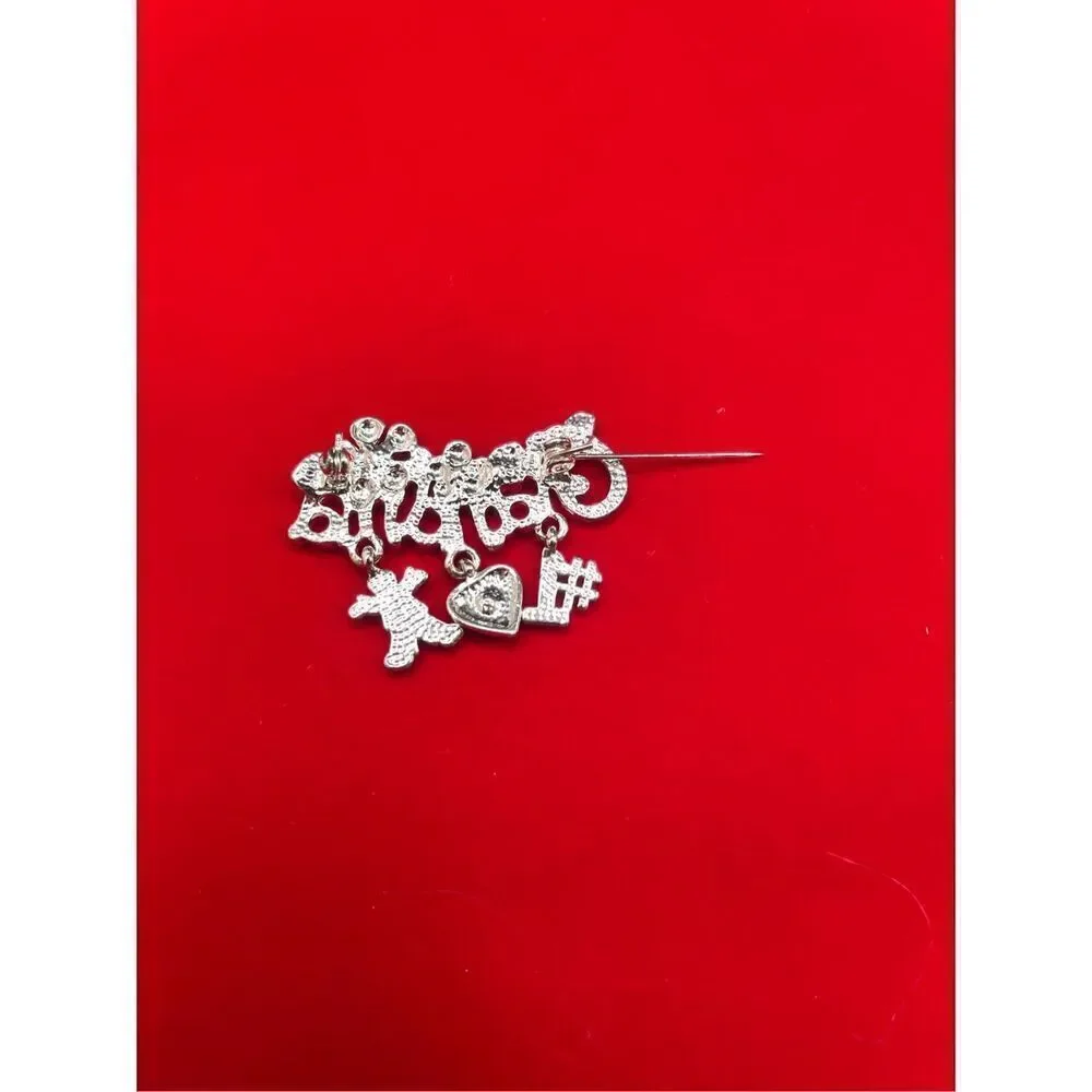 Grandma Pin or Pendant Silver and Rhinestone Gift Idea